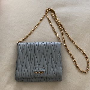Miu Miu gray leather purse clutch